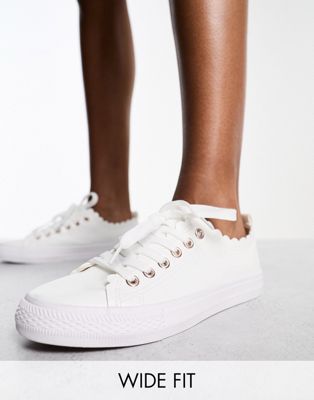 Yours scalloped edge trainers in white