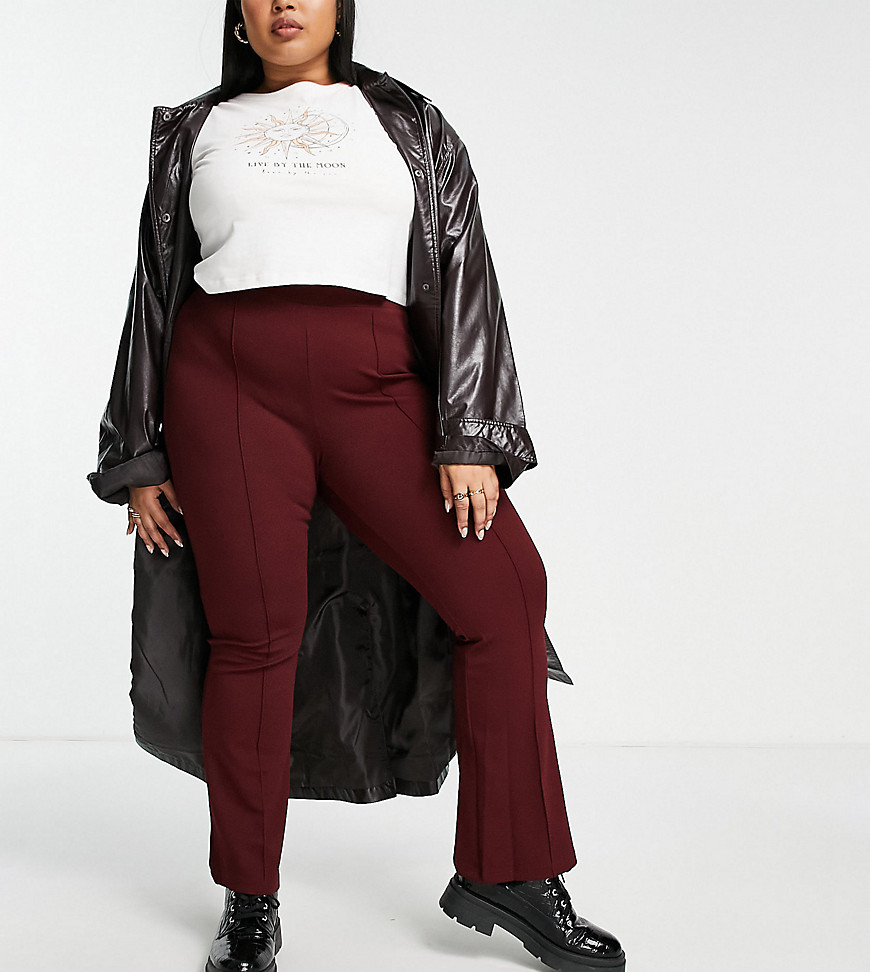 Yours scuba flare pants in burgundy-Red