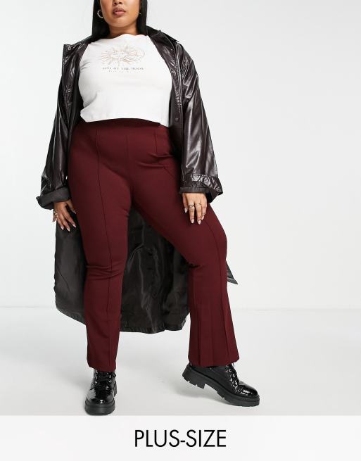 Yours scuba flare trouser in burgundy