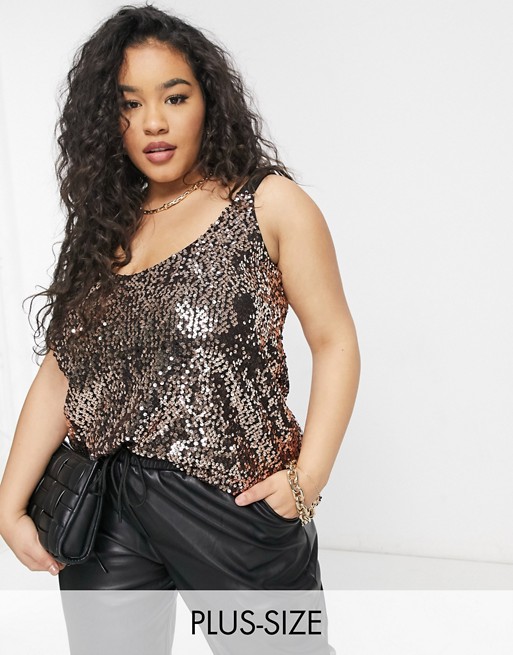Yours sequin cami top in gold