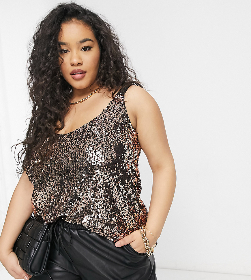 Yours sequin cami top in gold