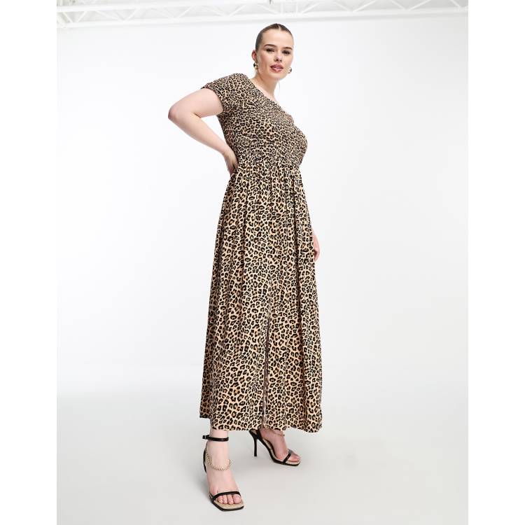 Leopard print bardot maxi on sale dress