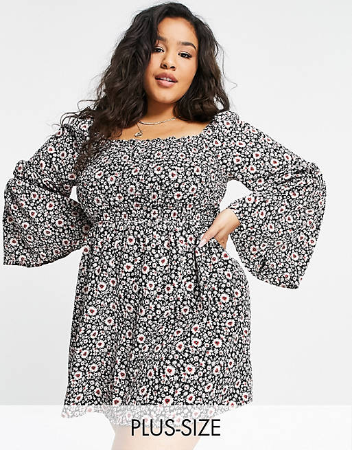 Yours shirred waist dress in multi floral