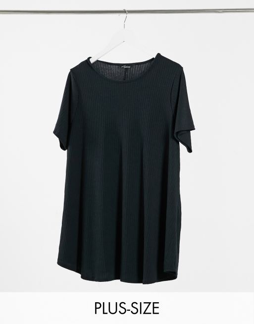 Yours short sleeve ribbed swing top in black