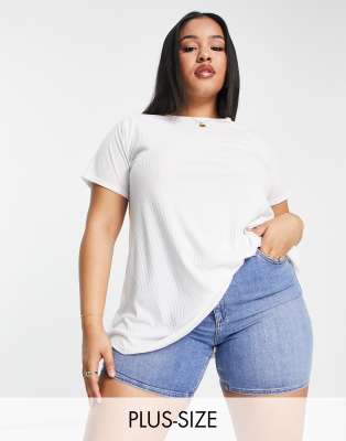 Yours short sleeve ribbed swing top in White