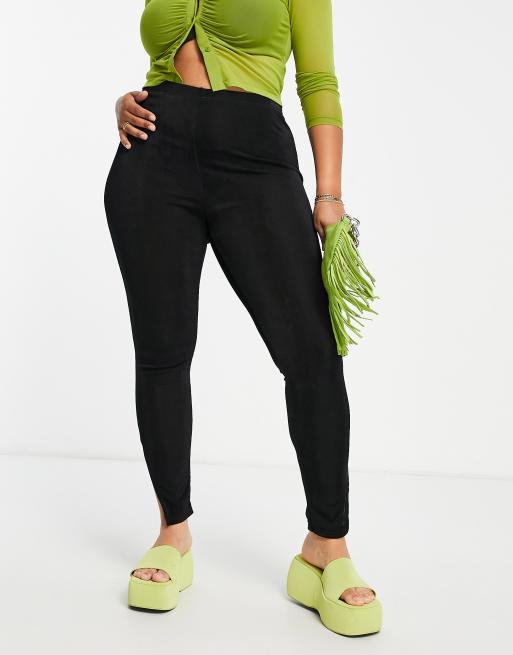 Plus Double Layer Split Hem Leggings