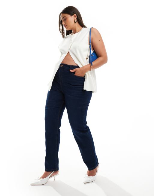 Yours - Slim-fit jeans in blauw met wassing