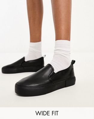 Yours slip on trainers in black