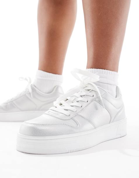 Yours - Sølvfarvede chunky sneakers med metallisk overflade - view 1