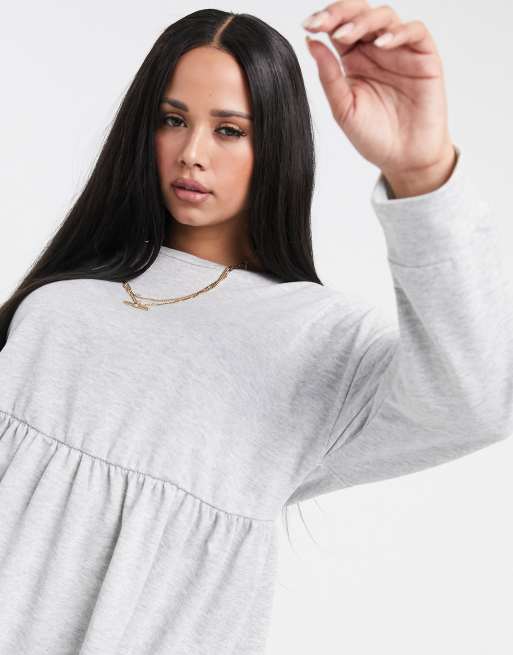 Yours smock peplum sweatshirt in grey ASOS