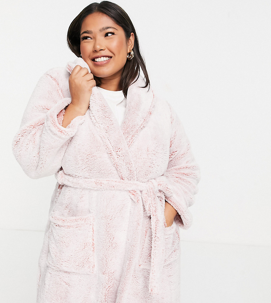 Yours soft collared robe in pink