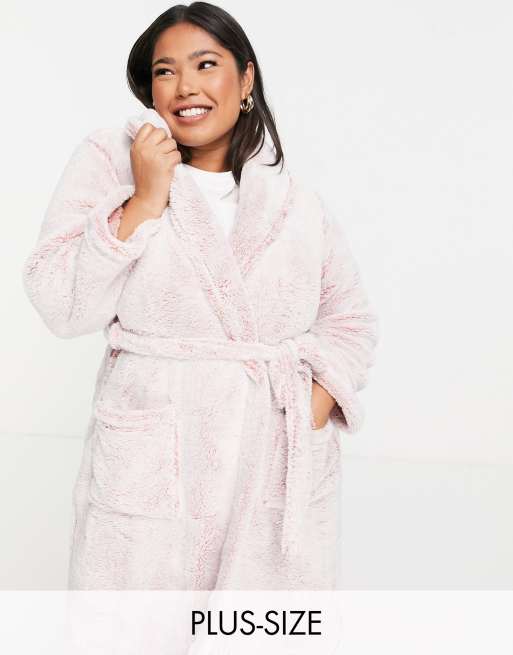 Yours soft collared robe in pink