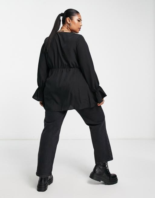 Yours - Sort bluse med knapper, 2 af 4