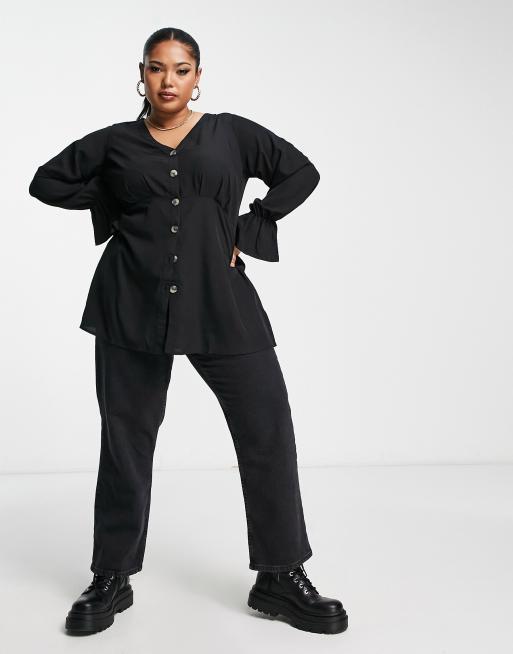Yours - Sort bluse med knapper, 3 af 4
