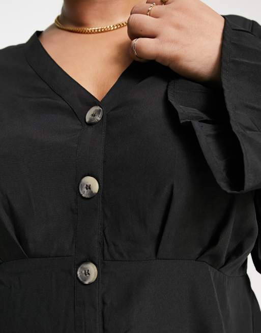 Yours - Sort bluse med knapper, 4 af 4