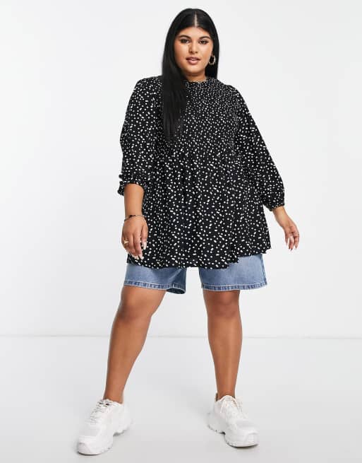 Yours - Sort polkaprikket bluse med ballonærmer, 4 af 4