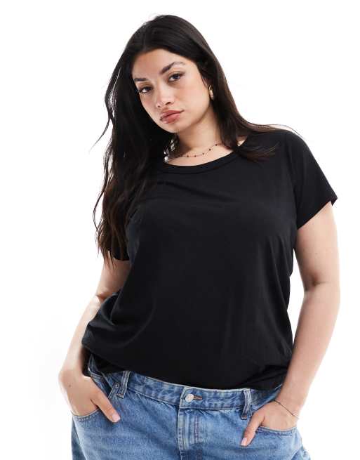Yours - Sort T-shirt med rund hals