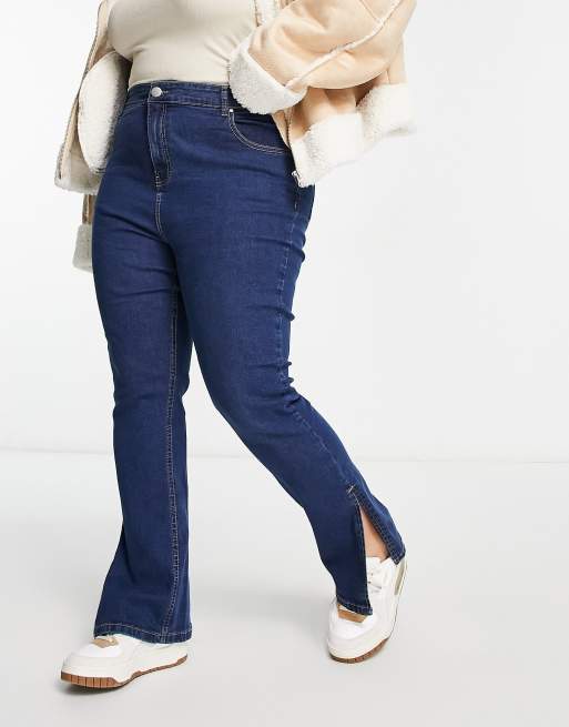 Plus Split Hem Straight Leg Jeans