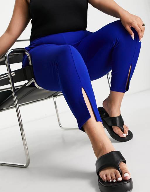 Yours split hem tailored pants in blue, 2 of 4