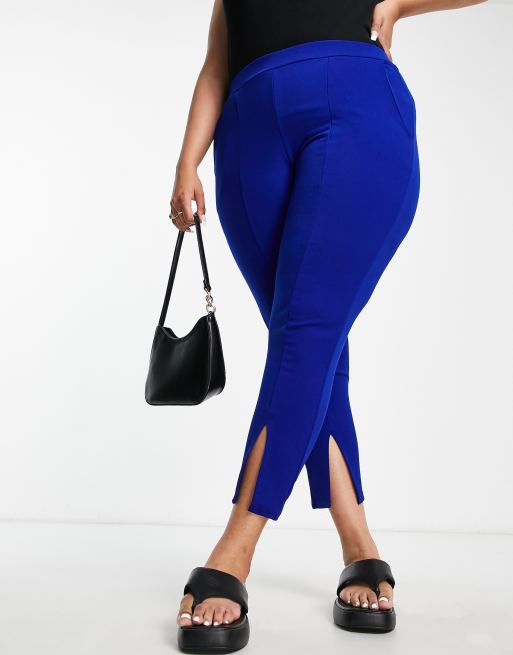 Yours split hem tailored pants in blue, 4 of 4