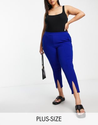 Yours split hem tailored trouser in blue - ASOS Price Checker