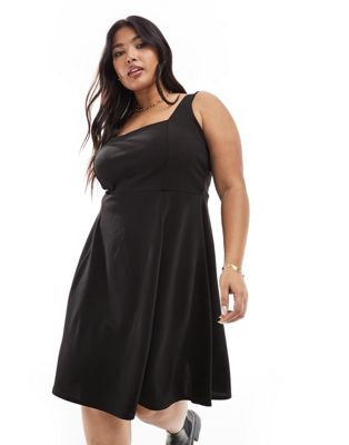 Yours square neck pinny dress in black - ASOS Price Checker