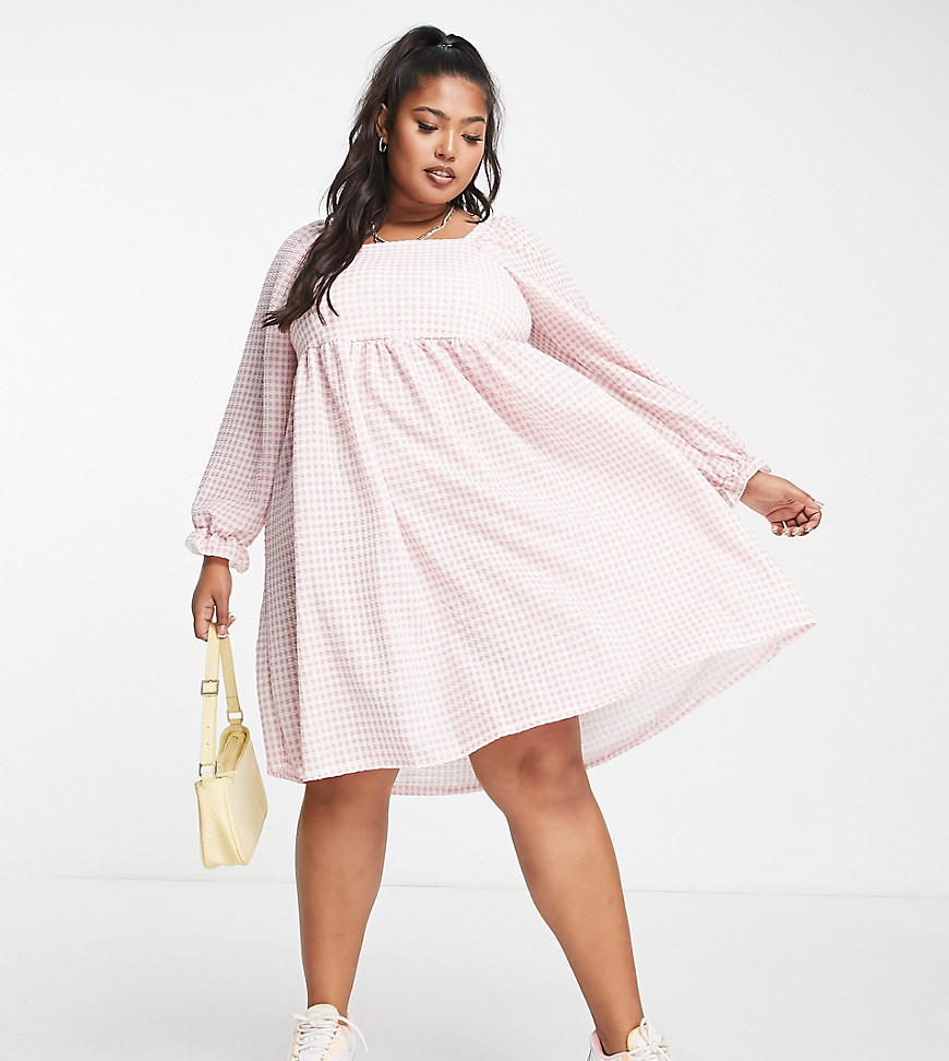 Plus-size dress by Yours The scroll is over Square neck Puff sleeves Tie front Tiered hem Regular fit