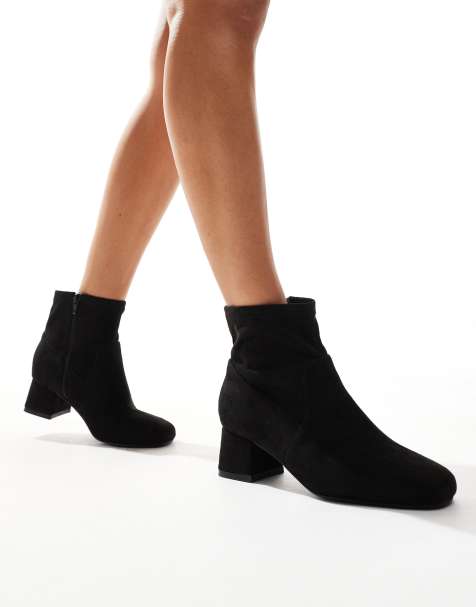 Yours stretch block heel boot in black - view 1