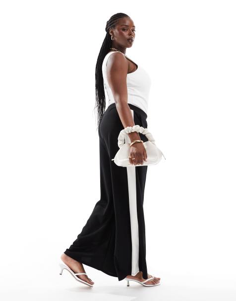Yours stripe side trousers in black - view 1