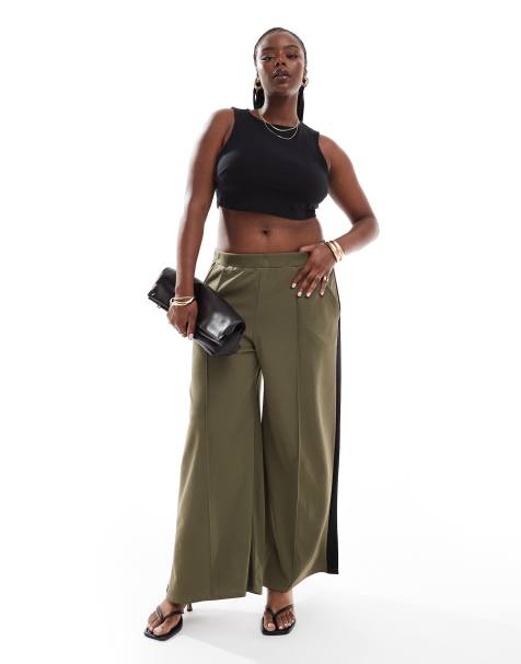 Yours stripe side trousers in kahki - view 1