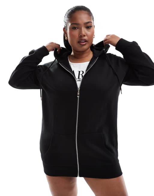 Yours – Svart hoodie med raglanärmar och dragkedja, 2 av 4