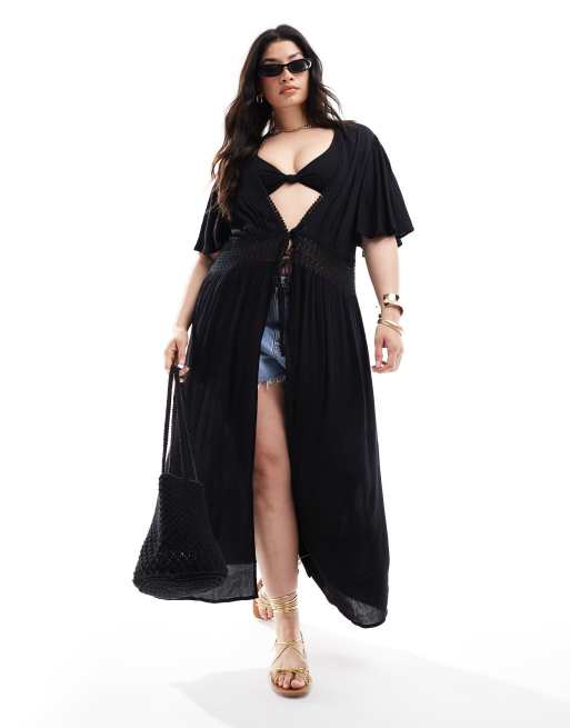 Yours – Svart, krinklad strand-coverup