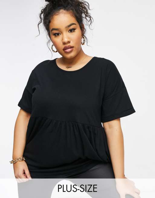 Yours – Svart tunika i peplum-modell