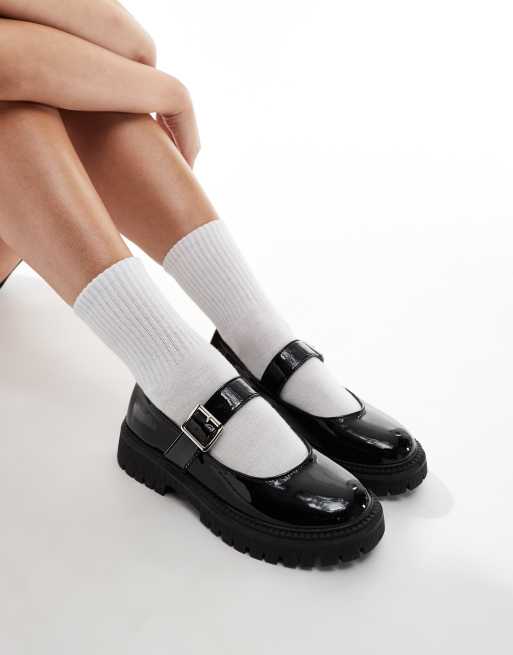 Yours – Svarta, grova loafers i Mary Jane-stil