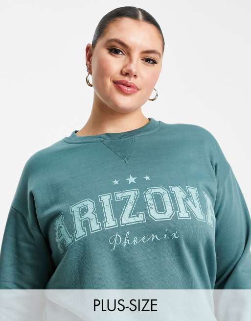Yours – Sweatshirt in Salbeigrün mit „Arizona“-Print
