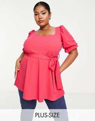 Yours sweetheart peplum top in pink - ASOS Price Checker