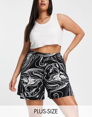 Yours swirl print shorts in black