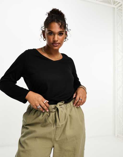 Yours - T-shirt met lange mouwen in zwart