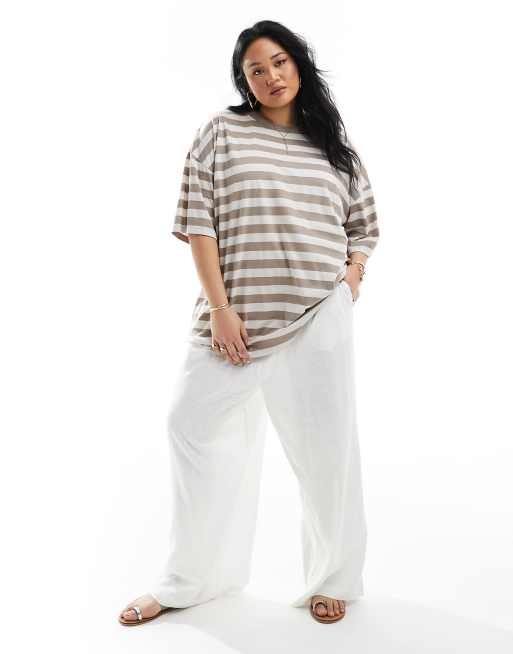 Yours - T-shirt rayé - Moka et beige