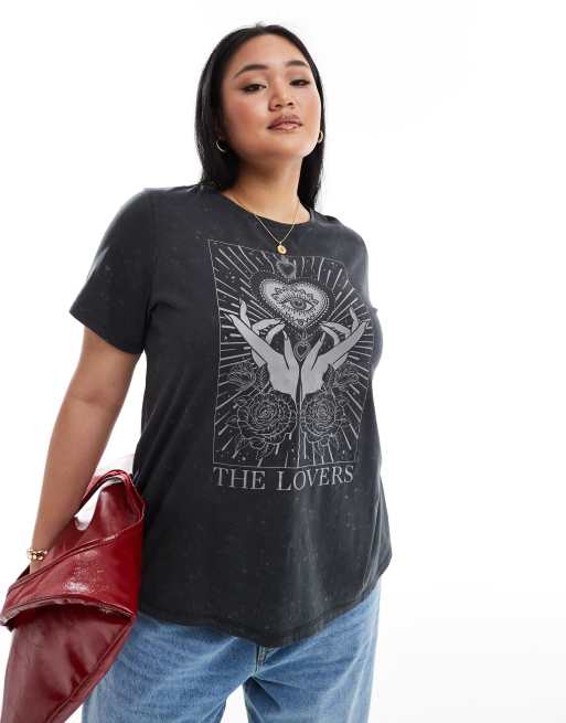 Yours – T-shirt z nadrukiem z efektem sprania