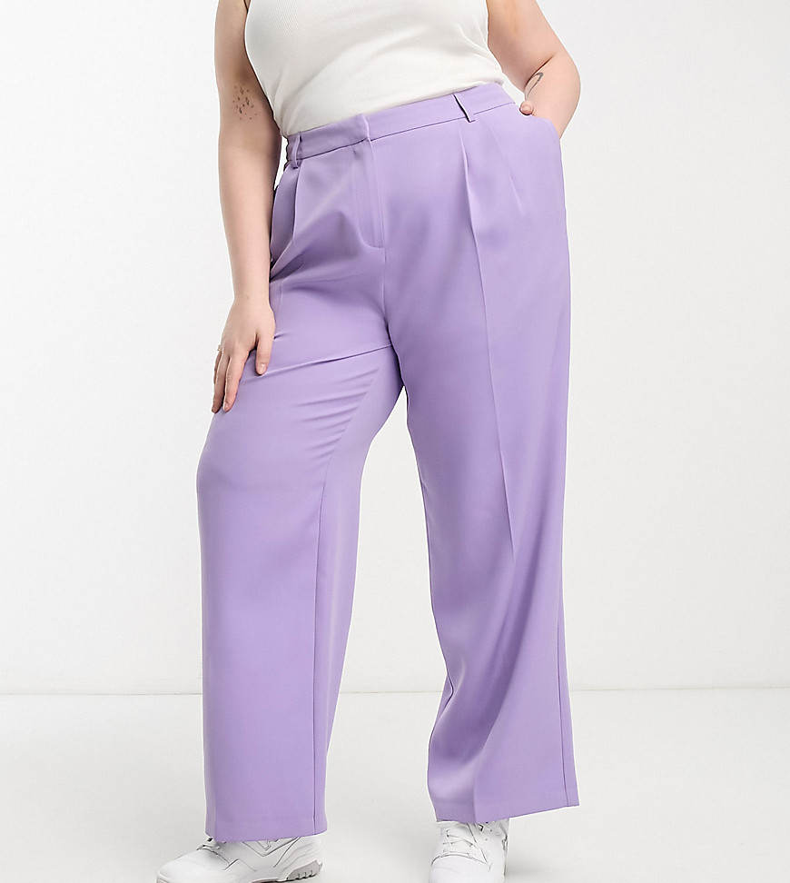 Yours tailored wide leg trousers in purple