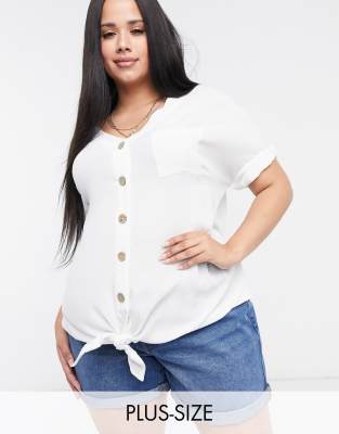 plus size white button down blouse