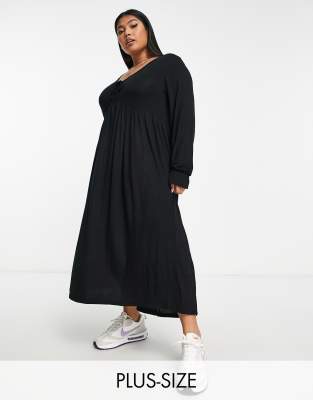 Yours tie front maxi dress in black | ASOS