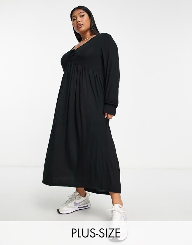 Yours tie front maxi dress in black