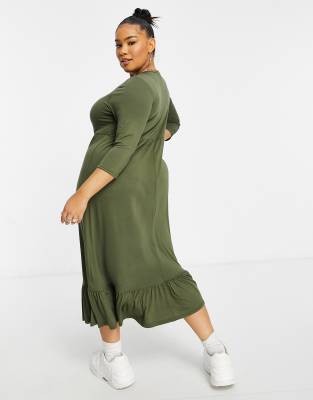 khaki tiered dress