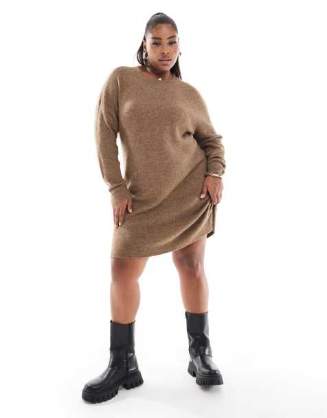 Yours tunic knitted mini dress in neutral - view 1
