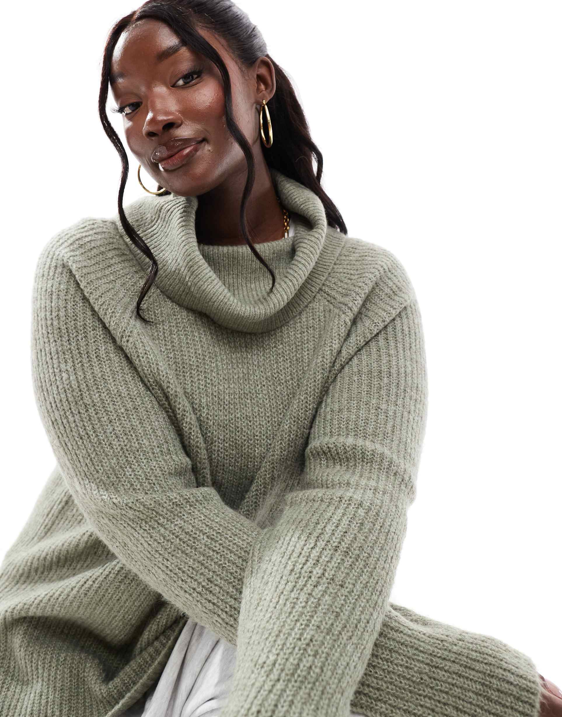 yours turtle neck sweater in sage green