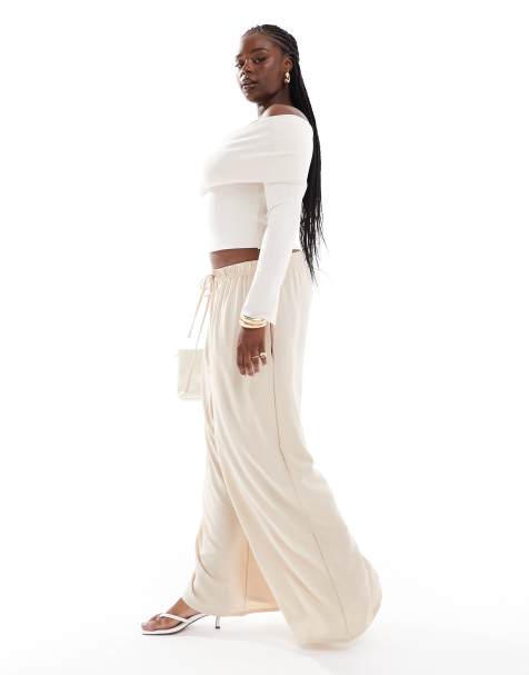 Yours twill wide leg trousers in stone - view 1