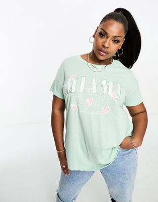 Yours Varsity T-shirt In Green-pink