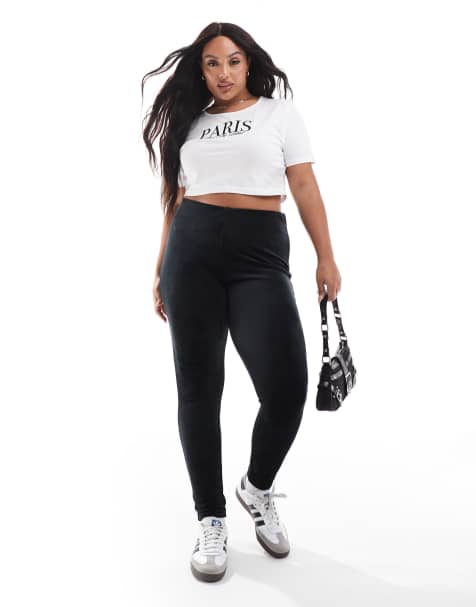 Yours - Velours legging in zwart - view 1